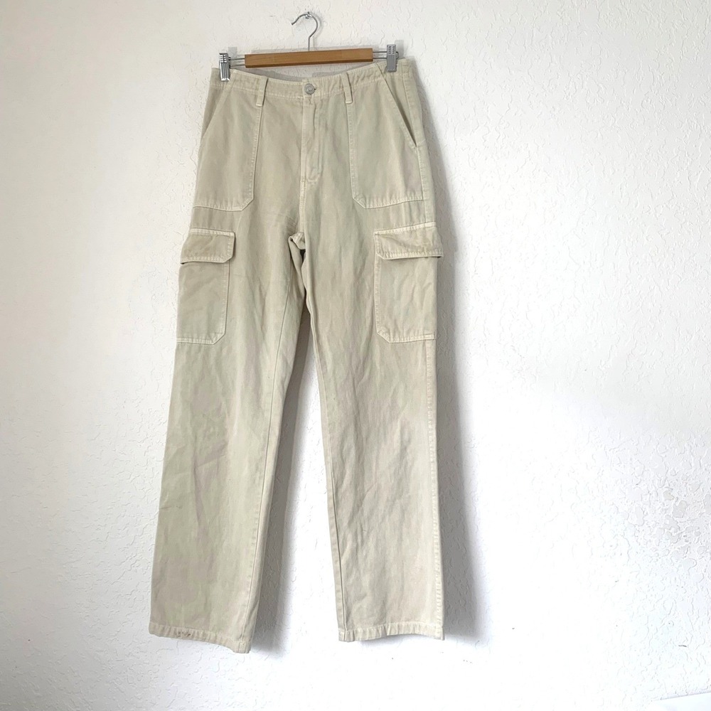 Zara Cargo Pants Women 6 Beige Straight Leg Utility Gorpcore Coastal Streetwear
